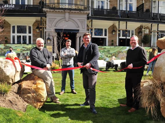 Pictured the ribbon cut in the outside beer garden from Nick Smith cutting ribbon with from left , Phil Airey, Nick Fryer and MD HRH group Simon Cotton.
Picture Gerard Binks