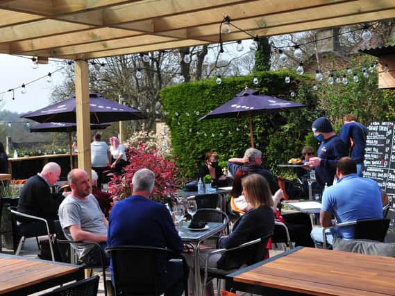 Food and drink outdoors as part of Boris Johnson's roadmap - The impressive beer garden at The Bear at Carriages in Knaresborough. (Picture Gerard Binks)