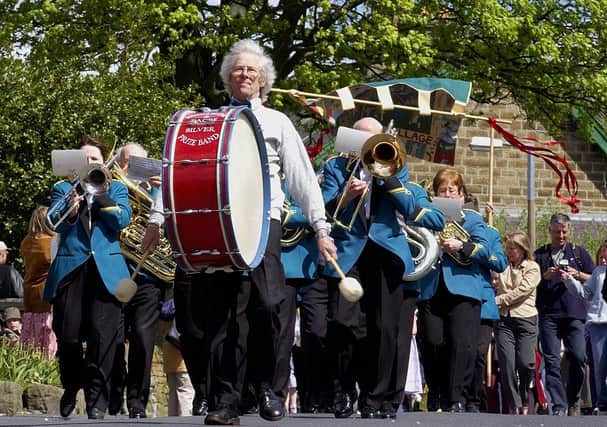 The Dacre Silver Band leads the procession at Glasshouses May Day Gala in 2004.