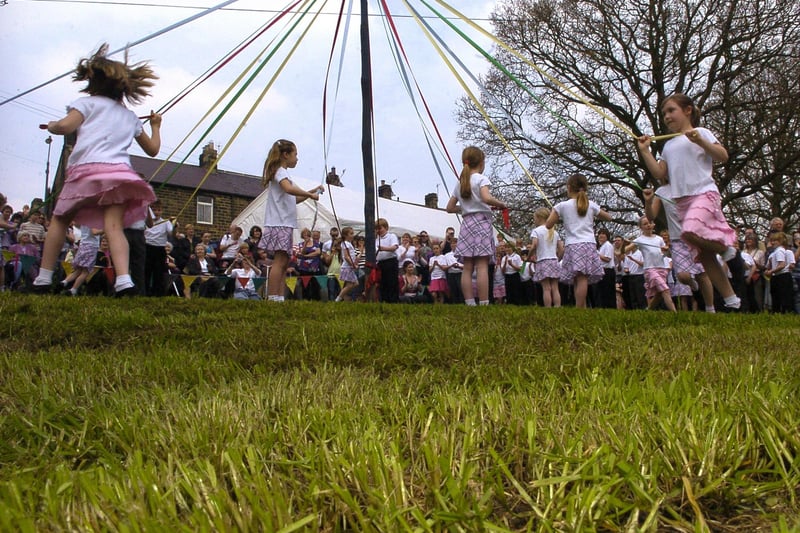 Maypole dancing at Glasshouses in 2005