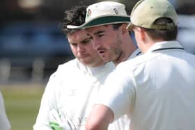 Harrogate CC captain Will Bates addresses his players during Saturday's home defeat to Castleford.