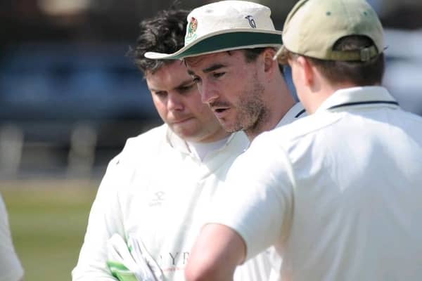 Harrogate CC captain Will Bates addresses his players during Saturday's home defeat to Castleford.