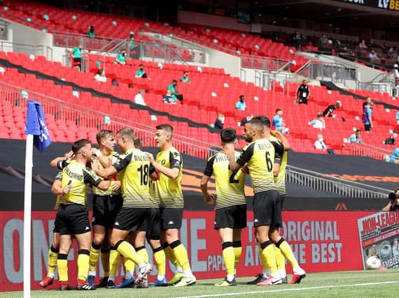 Harrogate Town will play another Wembley final in front of empty stands when they meet Concord Rangers on Bank Holiday Monday. Picture: Getty Images