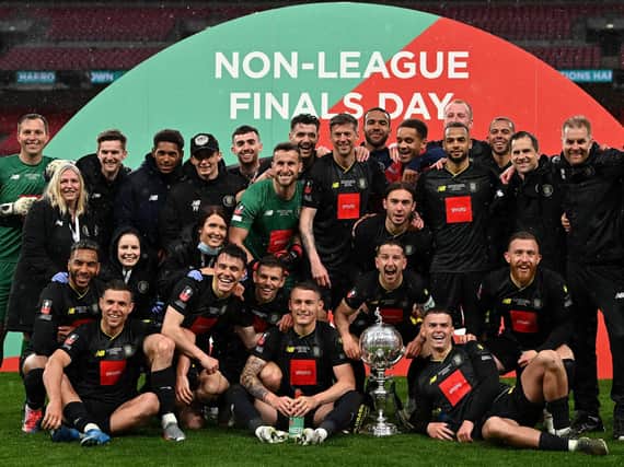 Harrogate Town won the 2019/20 FA Trophy final on Bank Holiday Monday. Pictures: Getty Images