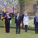 Mayor of Harrogate Coun Trevor Chapman is pictured with Knaresborough standard-bearer Paul Darley, Knaresborough Branch Chairman Alan Pitchfork and his wife Brenda Pitchfork, Branch Treasurer Alan Cawkwell Brown and James Howitt from Harrogate Borough Council Parks. Picture: Sharon Van Zelst