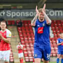 Jon Stead leaves the field for the final time in his playing career after being substituted during the latter stages of Harrogate Town's League Two defeat to Cheltenham. Pictures: Matt Kirkham