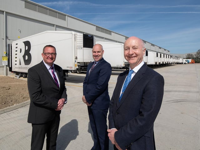 Graeme Richardson, Andrew Baldwin and Marcus Boardall outside the extended cold store
