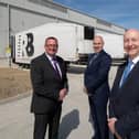 Directors Graeme Richardson, Andrew Baldwin and Marcus Boardall outside Reed Boardall's extended cold store in Boroughbridge.