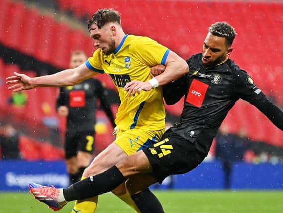 Brendan Kiernan in action for Harrogate Town during this month's FA Trophy final at Wembley Stadium. Picture: Getty Images