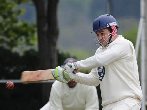 Darley CC batsman Chris Gill smashed 10 fours and five sixes in his rapid half-century against Burton Leonard. Pictures: Gerard Binks