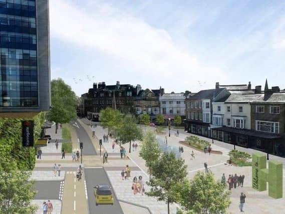 This is how Harrogate town centre could be transformed with Station Parade reduced to one lane traffic and improvements to Station Square. Photo: NYCC.