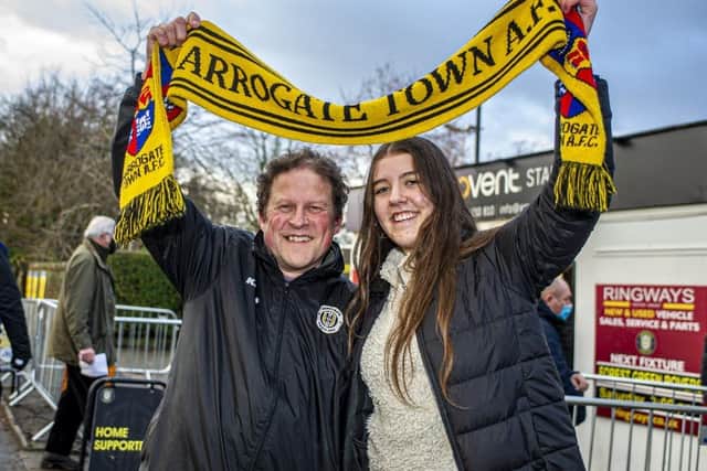 Harrogate Town supporter Dave Worton, left, and his daughter Molly.