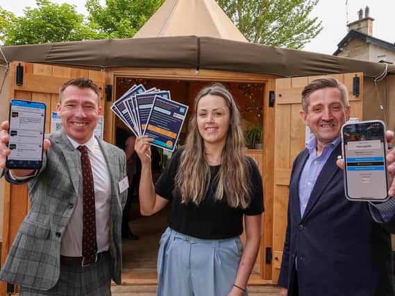 Pictured from left are Harrogate BID manager Matthew Chapman, LoyalFree partnerships manager Jena Dickson, and Cedar Court Hotels managing director Wayne Topley.