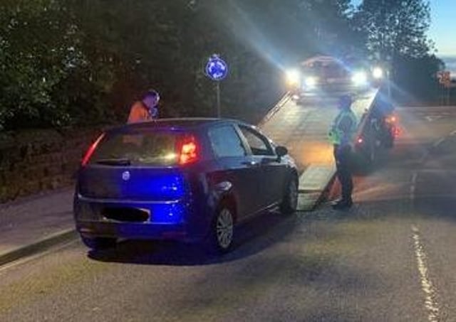 A car is seized by North Yorkshire Police in Ripon.