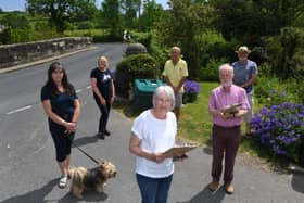 Volunteer traffic counters in Shaw Mills from left Carolyn Sandford, Yvonne Berryman, Jean Tither, Vince Graham, Nick Tither and David Terzza. Picture Gerard Binks