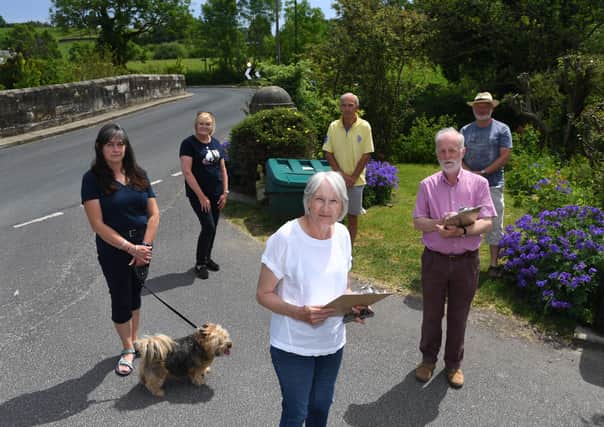 Volunteer traffic counters in Shaw Mills from left Carolyn Sandford, Yvonne Berryman, Jean Tither, Vince Graham, Nick Tither and David Terzza. Picture Gerard Binks