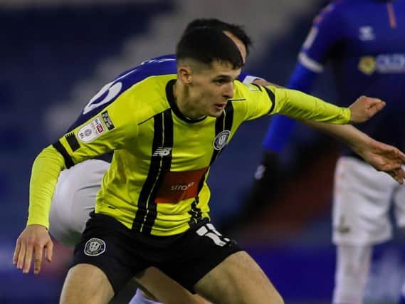 Connor Kirby in action for Harrogate Town against Oldham Athletic. Pictures: Matt Kirkham