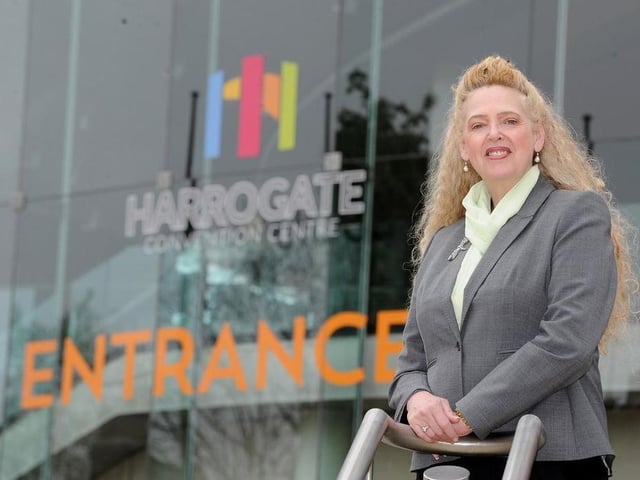 Paula Lorimer pictured outside Harrogate Convention Centre.