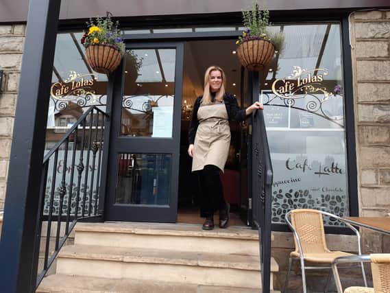 Cafe Lolas’s owner Lola Spencer outside her business on King's Road in Harrogate.