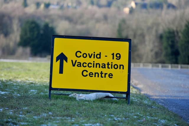 25th January 2021
Pictured Covid-19 vaccination Centre signs, Pavillions, Yorkshire Show Ground, Harrogate.
Picture Gerard Binks