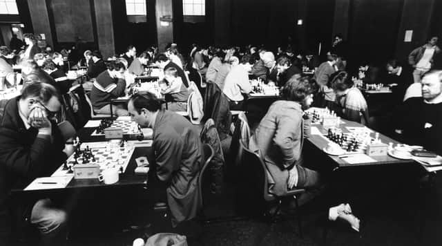 Harrogate, 24th March 1989
The scene at the Yorkshire Chess Championships at The Royal baths, Harrogate.