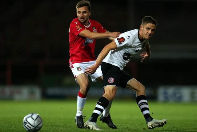 Danilo Orsi, right, in action for Maidenhead United against Wrexham.
