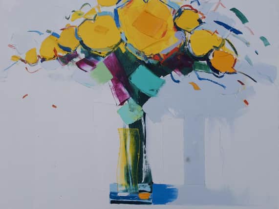Showing soon at Harrogate's Walker Galleries - A section of Yellow Roses I by artist Peter King.