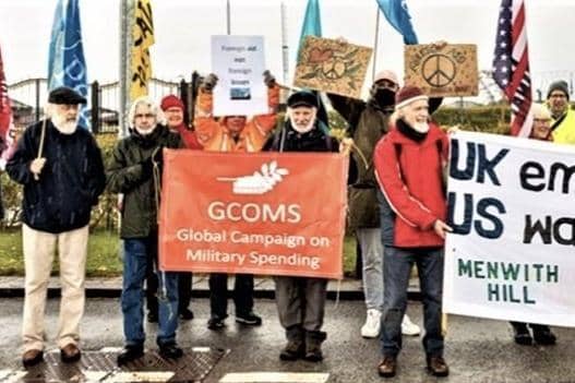 A Menwith Hill protest earlier this year outside the intelligence base to mark the International Day Against Foreign Military Bases. (Picture by Neil Terry Photography)