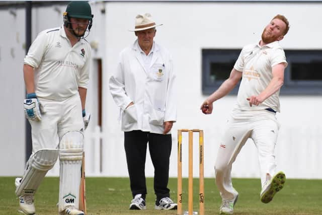 Matt Morton bowling for Burton Leonard.