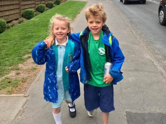 Pupils from Oatlands Infant School taking part in Harrogate's first Walk to School Day.