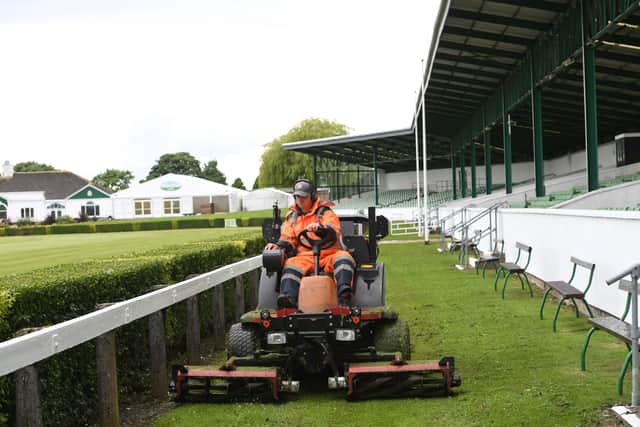 5th July 2021
Great Yorkshire Show preparations.
Pictured grass cutting by the main ring
Picture Gerard Binks