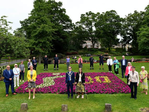 President Sandra Frier and members of the Harrogate and District Soroptimist, Soroptimist International attended the presentation of their flower bed this week at Montpellier Hill from Harrogate Borough Council and the team at the Parks and Enviroment Services. Picture Gerard Binks