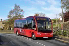 An Optare electric bus operated by the Harrogate Bus Company.