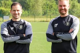 Paul Thirlwell, left, and Simon Weaver at Harrogate Town's training ground.