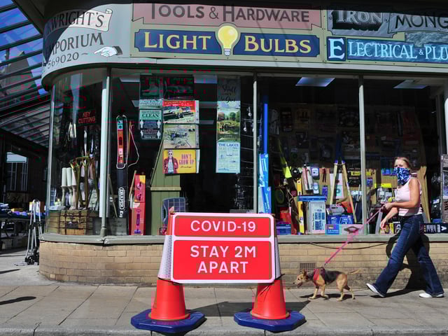 The Covid-19 rules street sign outside Arkwright's Emporium shop on Commercial Street, Harrogate looks set to become ancient history. Picture Gerard Binks
