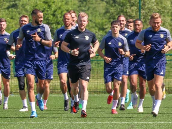 Harrogate Town's first-team squad put in the hard yards during pre-season training. Pictures: Matt Kirkham