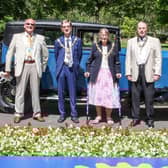 Arriving in style for the civic ceremony to mark the unveiling of the Rotary Club of Harrogate Centenary Flower Bed.