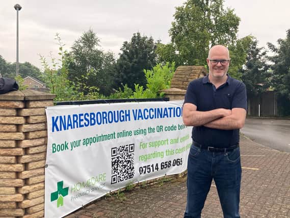 Homecare Pharmacy director Jason Baskind at the Knaresborough Vaccination Centre.