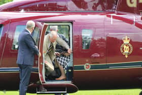 HRH The Prince of Wales and HRH The Duchess of Cornwall arriving in Harrogate by helicopter. (Picture by Neal Johnson)