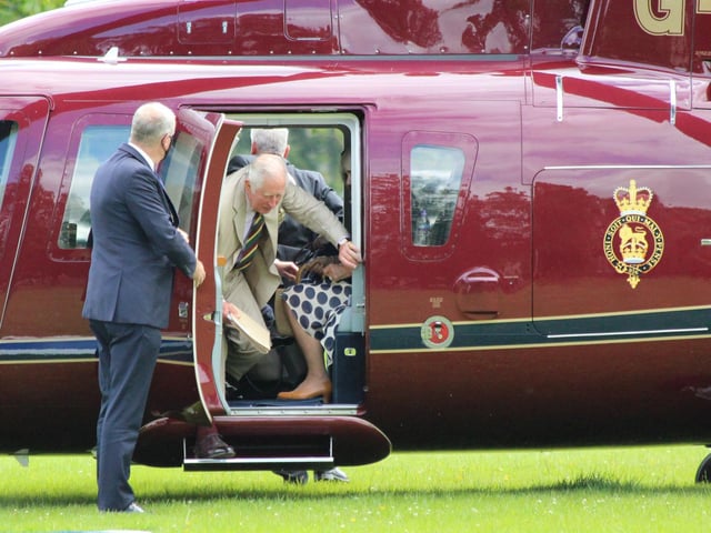 HRH The Prince of Wales and HRH The Duchess of Cornwall arriving in Harrogate by helicopter. (Picture by Neal Johnson)
