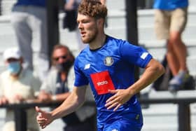 Jordan Stevens in action during Harrogate Town's pre-season friendly success over Newcastle United Under-23s. Picture: Matt Kirkham