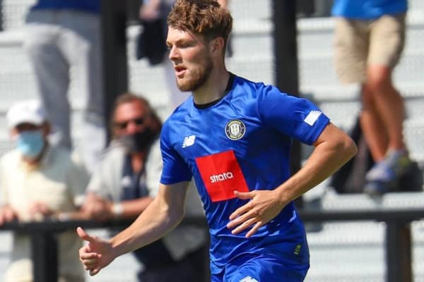 Jordan Stevens in action during Harrogate Town's pre-season friendly success over Newcastle United Under-23s. Picture: Matt Kirkham