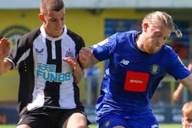 Luke Armstong in action for Harrogate Town during Sunday's pre-season win over Newcastle United U23s. Pictures: Matt Kirkham