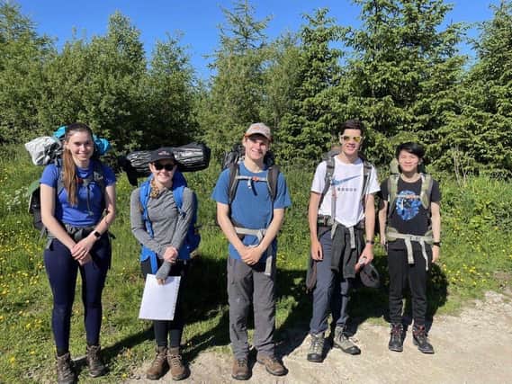 Ashville College's Duke of Edinburgh Gold Award pupils start out on the Stainburn Forest to Blubberhouses part of their expedition.