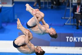 Dan Goodfellow, left, and Jack Laugher in action at the Tokyo 2020 Olympics. Picture: Getty Images