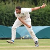 Birstwith CC's Pete Hardisty send one down during his side's victory over Darley. Pictures: Gerard Binks