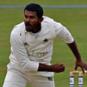 Sri Lankan spinner Ishan Abeysekara impressed with the ball once again for Harrogate CC. Picture: Simon Dobson
