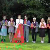 Sylvia Brett, principal of Harrogate Ladies College (centre), pictured with top performing A-Level students.