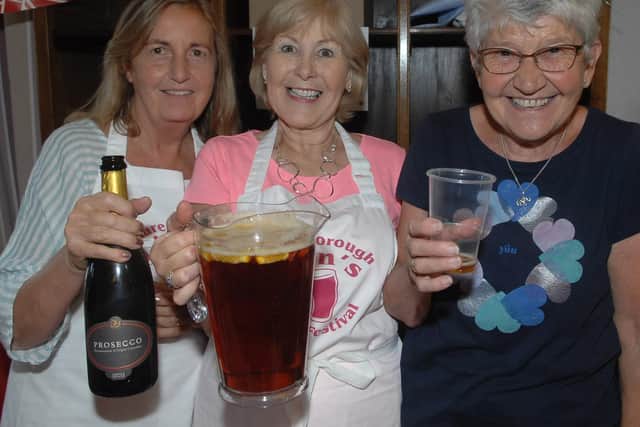 Flashback to a previous FEVA picnic in the park with Knaresborough Lions Beer Festival volunteers Maggie Somerville, Rachael Hall and Rosita Moore. (1808185AM14)