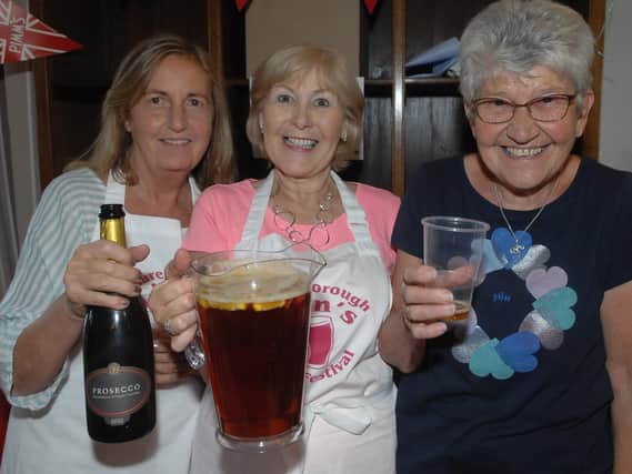 Flashback to a previous FEVA picnic in the park with Knaresborough Lions Beer Festival volunteers Maggie Somerville, Rachael Hall and Rosita Moore. (1808185AM14)